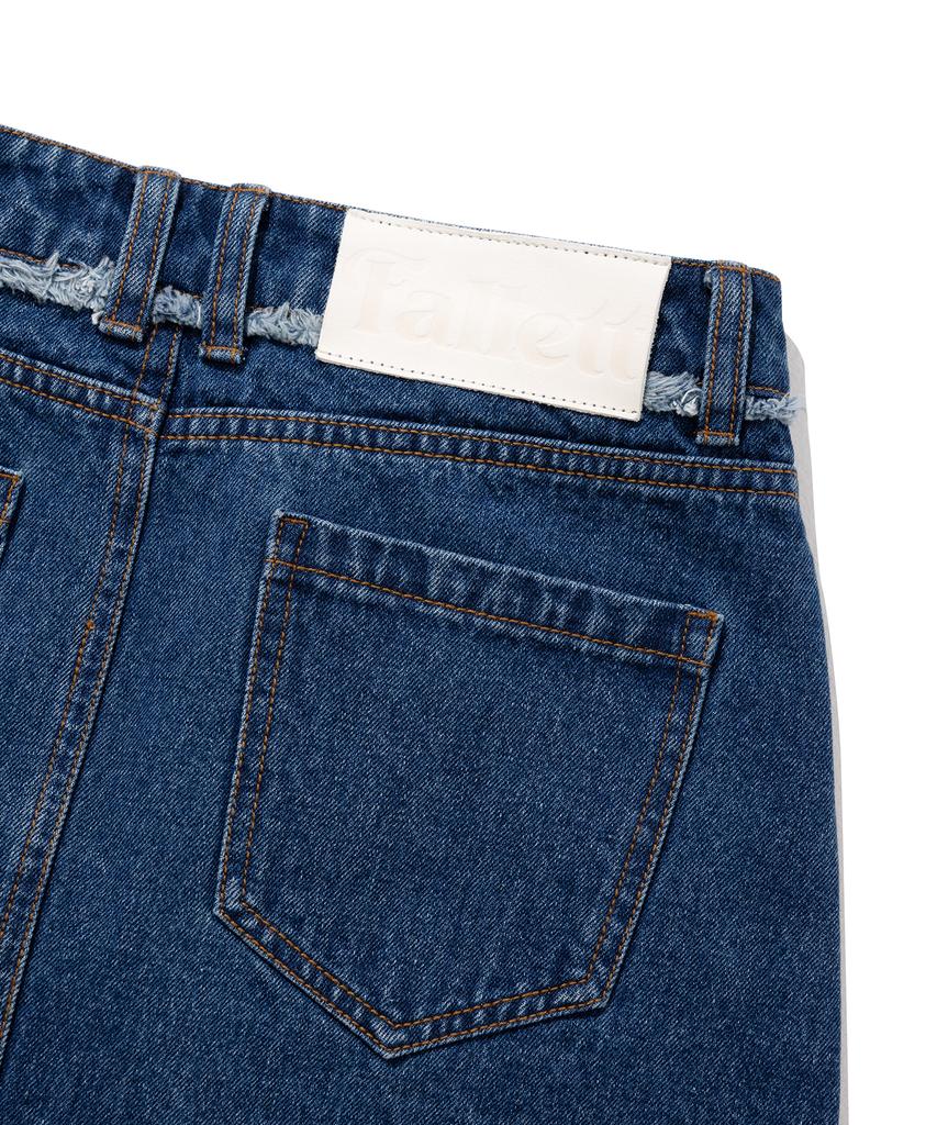 Pallet Wrap Denim Short Skirt Blue