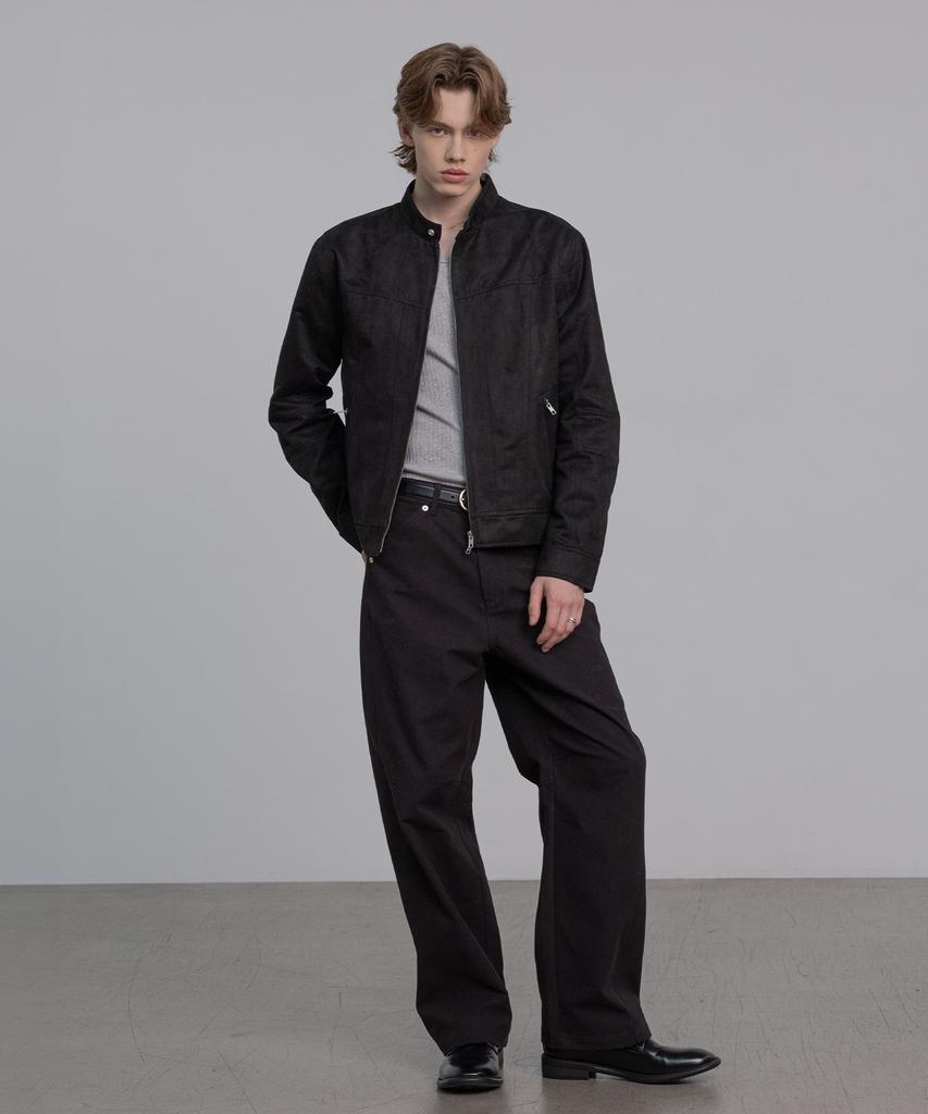 DECOROSO Biker Synthetic Suede Jacket [Black]
