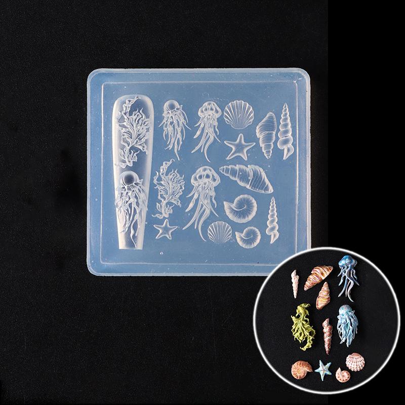 Nail Art Decorations Nails DIY Design Flower Shell Nail Mold Stamping Plate Manicure Mold 3D Mini Silicone Mold Butterfly Flower