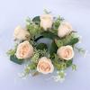 Künstlicher Rosen-Kerzenring-Kranz Faux-Seide Floral Hochzeit Mittelstück Rustikaler Künstlicher Rosen-Kerzenhalter für Weihnachten Heimtischdeko