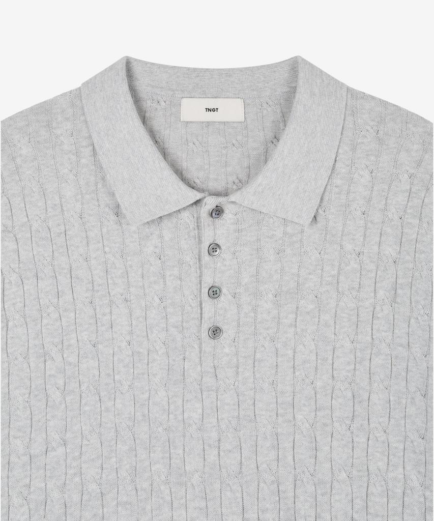 Tienjiti W Cable Polo Washable Knit (Melange Gray) Tnsw6E206G2