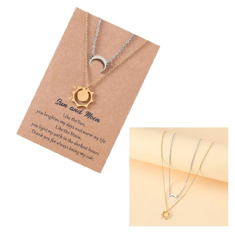 2x Stainless Steel Pendant Link Chain Necklace Simple Best-Friend Necklace