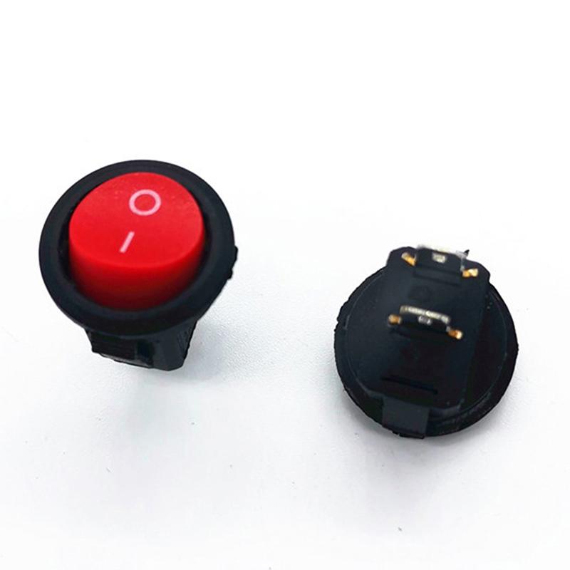 10Pcs Kcd11 Diameter Small Round Boat Rocker Switches Black Mini Round Black White Red 2 Pin On-Off Rocker Switch