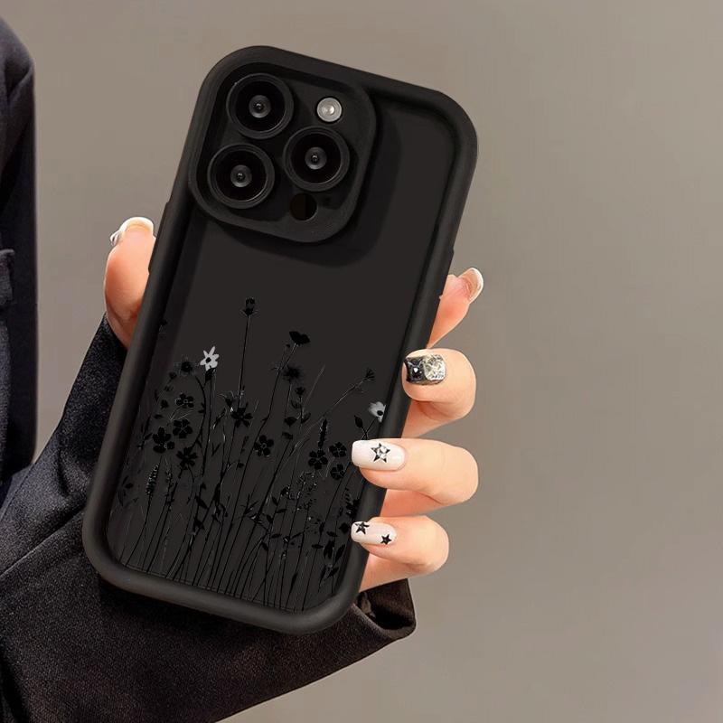 Large Flower Design Phone Case iPhone 15 Pro Max 11 12 13 16 14 Plus Silicone Shockproof Case Lens Protector Shell