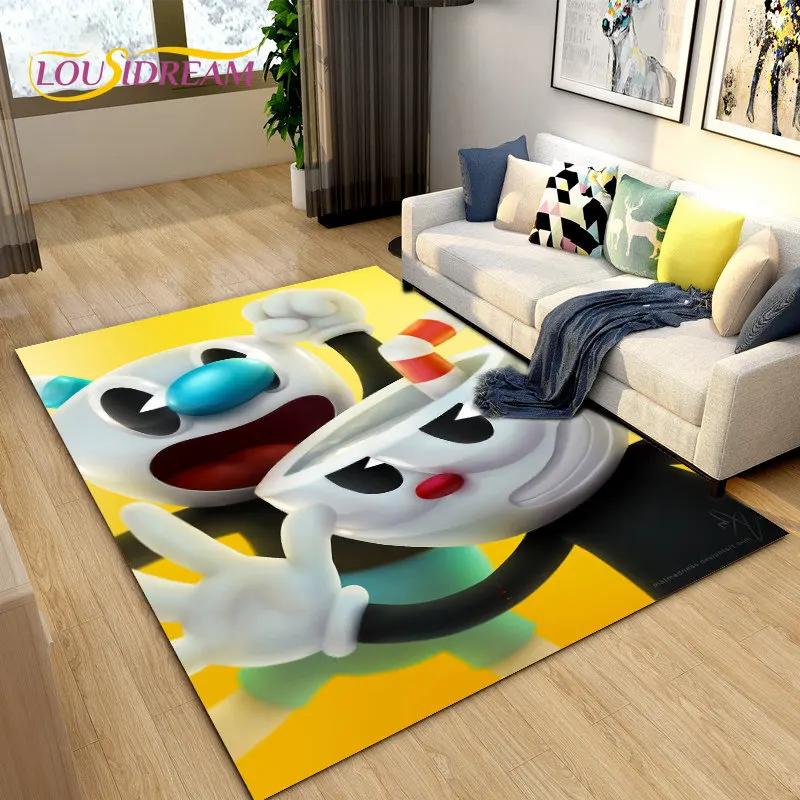 Cuphead and Mugman,Game Gamer Area Rug,Carpet Rug for Living Room Bedroom Sofa Doormat Decoration, Kids Play Non-slip Floor Mat