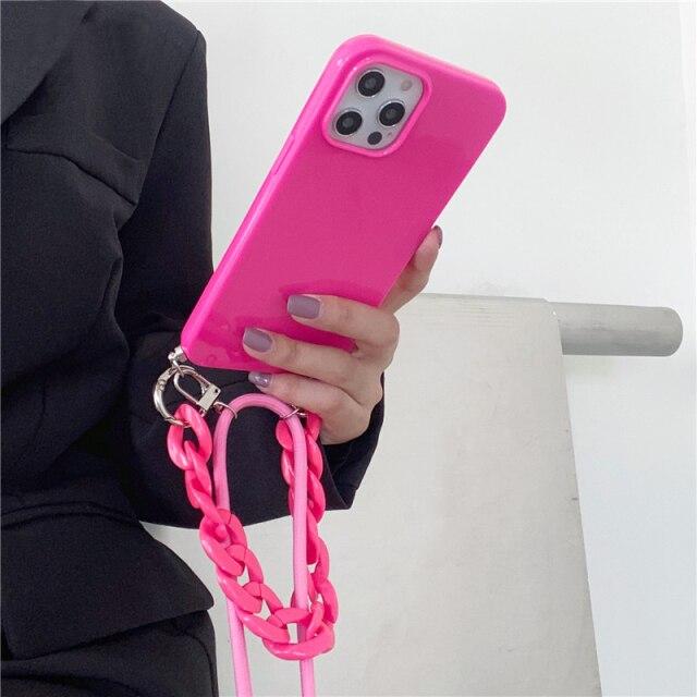 Crossbody Halskette Band Lanyard Cord Weiche Silikon Fall Für IPhone 16 Pro Max 15 14 13 12 Mini 11 XR X XS Max 8 Plus Marmor Armband Kette Abdeckung