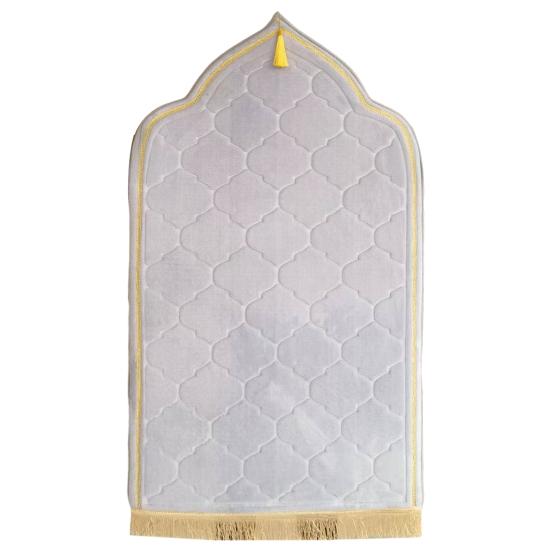 Embossed Prayer Mat Islamic Flannel Prayer Rug Portable Anti-Slip Padded Prayer Mat for Mosque Umrah Hajj Ramadan