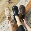 Fashion Big Size Leather Loafers Women 2024 Spring Autumn New Designer Shoes for Women English Lanyard Soft Base Casual Mujer Shoe