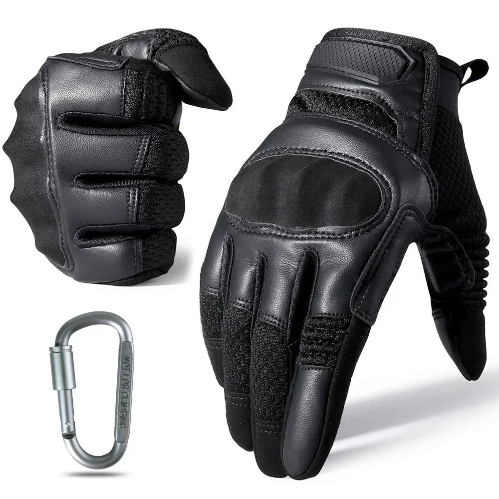 Touch Screen PU Leather Tactical Gloves Army Military Combat Airsoft Hiking Cycling Climbing Shooting Full Finger Mittens Men