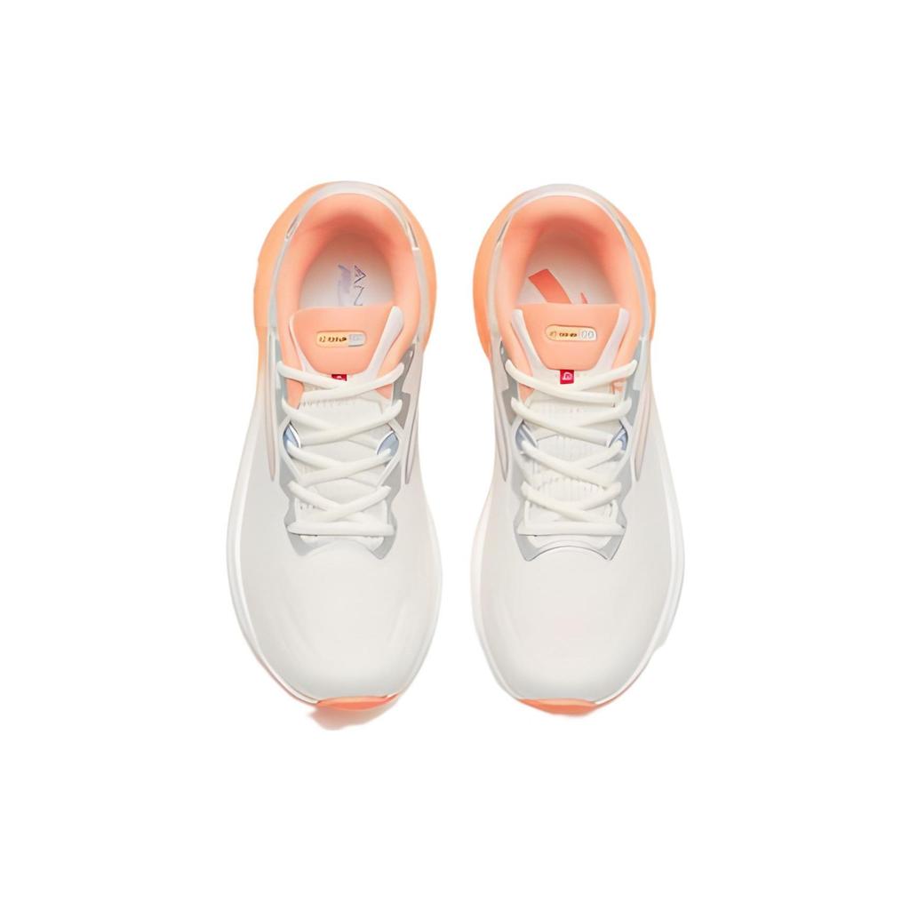 Anta C100 Series Comfortable Durable Low-Top Running Shoes Women Sneaker White Orange Silver 122245586-1