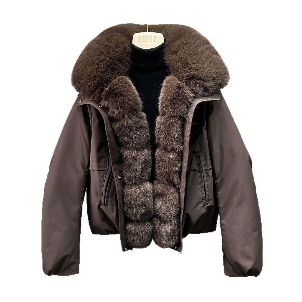 Hot-selling short cotton clothes winter new imitation fox fur down cotton-padded clothes women's loose pie overcome outside