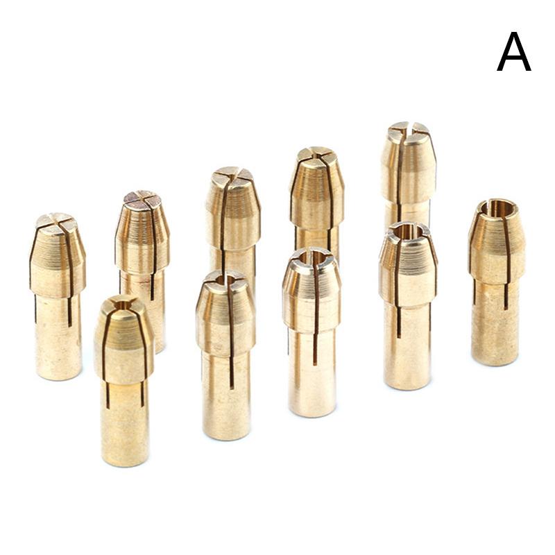 10/11pcs Mini Drill Collet Chuck 0.5-3.2mm Diameter 4.8mm Shank Brass Chucks for Dremel Rotary Tool Power Tool Accessory