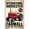 Metallposter Roter Traktor Farmall Vintage Schild Retro Wandkunst für Bar Garage