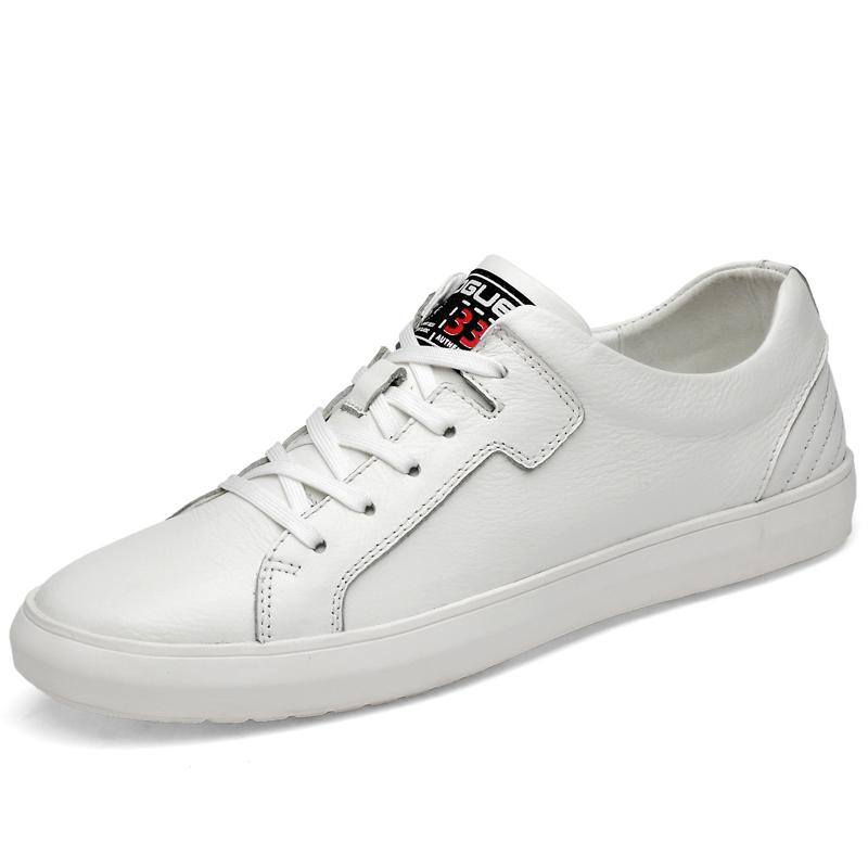 Fashion Luxury Brand Men Shoes Genuine Leather Men Sneakers Solid Color Casual Shoes Male Vulcanize Shoes Comfortable Mens Flats
