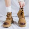Couple Rhubarb Boots Fleece Tooling Boots Thick-soled Men's Versatile Martin Boots Autumn and Winter New 1230-R