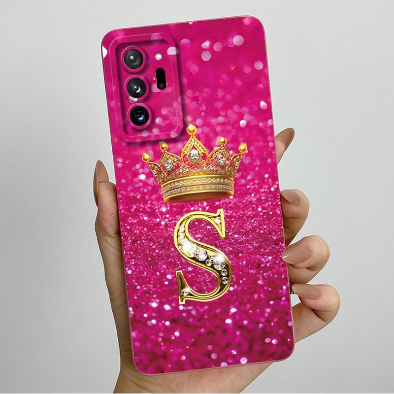 Case For Samsung Galaxy Note 20 Ultra Luxury Crown Letter Liquid Silicone Back Cover Soft Funda For Samsung Note20 20Ultra Coque