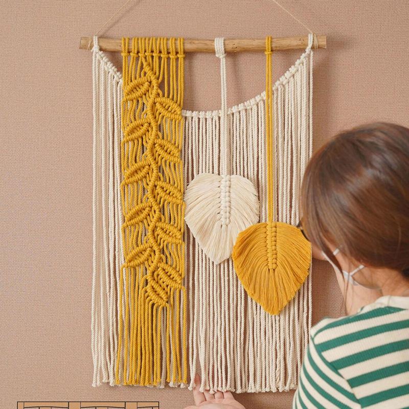 Boho Tapestry Macrame Wall Decor Hand-woven Color Macrame Wall Hanging Ornament Bohemian Craft Decoration Gorgeous Tapestry