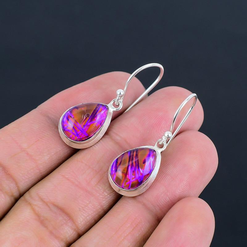 Pink Rutile Drop Earring 925 Sterling Silver Handcrafted Earring LiteWeight HandMade Earring Gift for Best Girl Gift For Her ThanksGiving