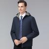 Herrenjacke aus Maulbeerseide Herbst Mittelalter Business Casual beidseitiges Oberteil Papa-Kleidung abnehmbare Kapuze Herrenjacke