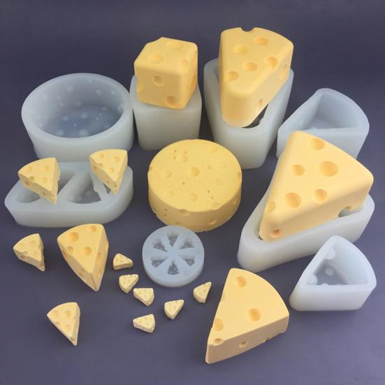 Cheese Shape Silicone Mold Non-Stick Easy-Release Fondant Cake Mold Food-Grade Tray for Chocolate Ice Cubes Soap