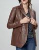 Giacca Marrone da Festa di Design Fatta a Mano Elegante Formale da Donna Vera Pelle di Agnello