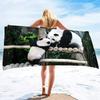 Cute Panda Beach Towels Quick Dry Microfiber Soft and Absorbent Bath Towel Outdoor Travel Oversized Beach Towel for Adults Kids