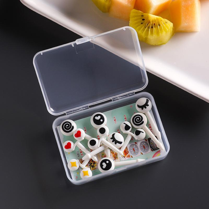 10 Teile/schachtel Auge Obst Gabel Food Grade Kunststoff Mini Cartoon Kinder Kuchen Obst Zahnstocher Bento Mittagessen Bento Zubehör Party Decor