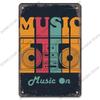 Retro Music Metal Tin Signs - Ideal for Music Party! Features CD, Radio, Guitar. Decor for Bar, Club, Living Room.