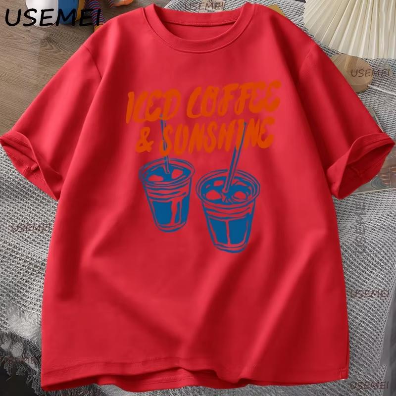 Iced Coffee T-shirt and Gift Solropa for aUnisextes of Coffee Printed T-shirt for Coffee Club with Vibrations of