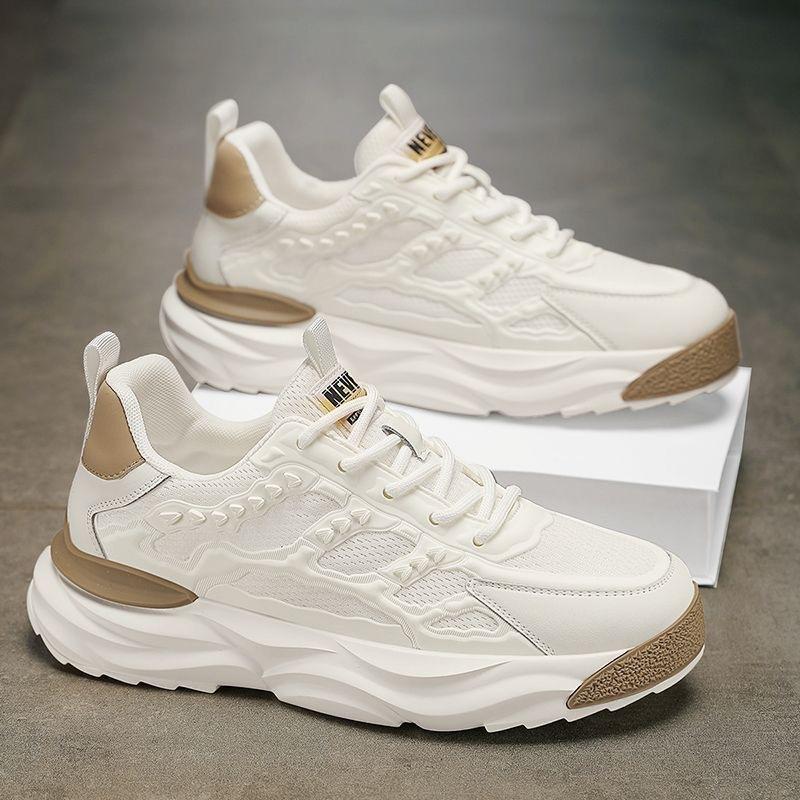 Men'S Shoes Breathable Mesh Shoes Men'S Trend Versatile White Shoes Platform Sports Shoes Casual