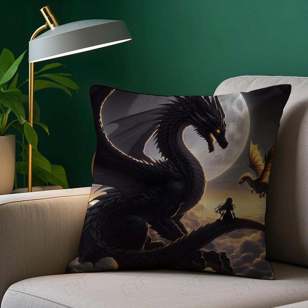 F-Fourth W-Wing Dragon Pillow Case Pillowcase Anti-dustmite Pillow Invisible Zipper Silky Short Plush Sofa Cushion Cover