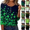 3/4 Ärmel Hemden für Damen Button-Down-Hemd Top für Damen Halber Knopfleiste Print Grafik Bluse