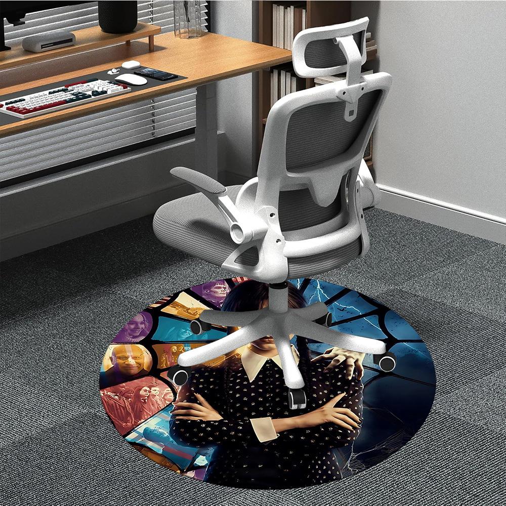 1pc Wednesday Office Round Area Rug, Indoor Mat Suitable For Office, Under Office Chairs Bedroom Living Room Home Decor, Room Deco161