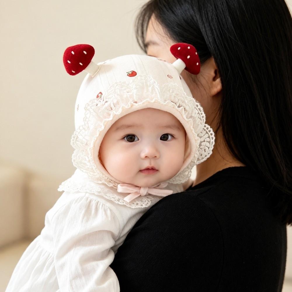 Windproof Newborn Baby Hat Lace Trim Mushroom Lace Hat Durable Infant Winter Cap  Shower Gift