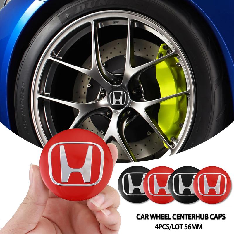 4Pcs Aluminum Car Wheel Hub Cap Stickers Emblem Accessories For Honda Pilot Odyssey Civic HR-V Prologue ZR-V Passport Fit Freed CDSMW1