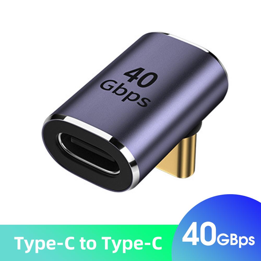 FONKEN Adaptador de Cable de datos tipo C, convertidor de 40Gb, adaptador de datos de carga de codo para Thunderbolt3, teléfono móvil, tableta, adaptador USB C a C