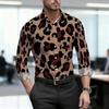 2026 Nueva Camisa para Hombre Personalidad Retro Estampado de Leopardo Manga Larga Negocios Ajuste Delgado Tendencia de Moda Top Casual para Hombre