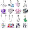 925 Sterling Silver Radio Heart Star Moon Safety Chain Clip Flowers Tree Beads Fit Charms Bracelet Fine Jewelry