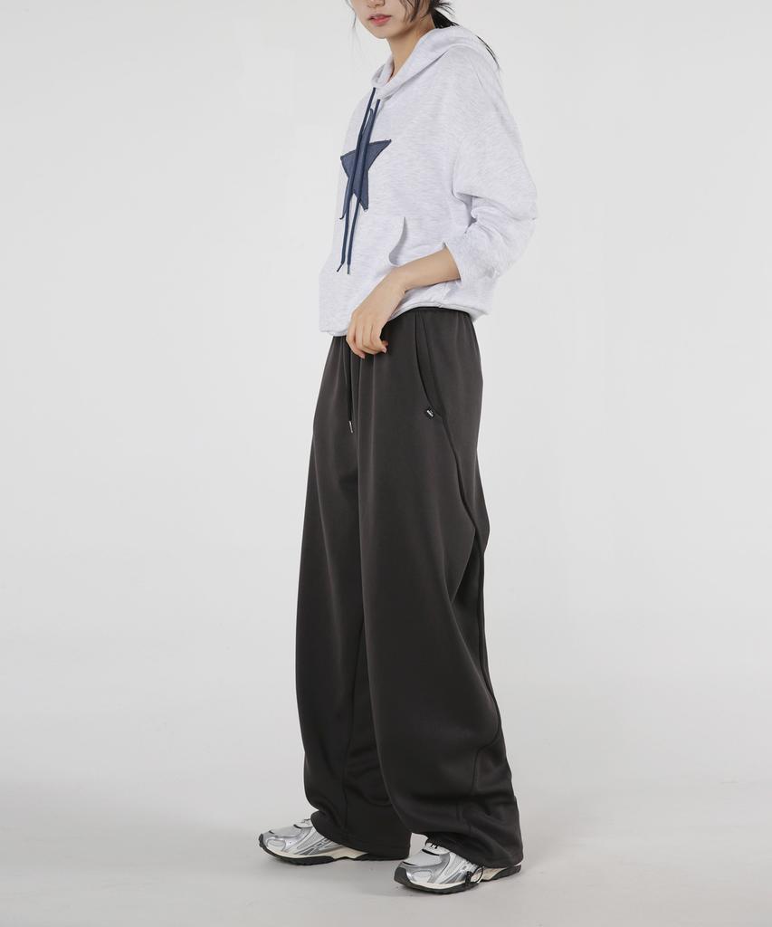 UMM Women'S Side Curve Cut Wide Fit String Pants 3 Colors