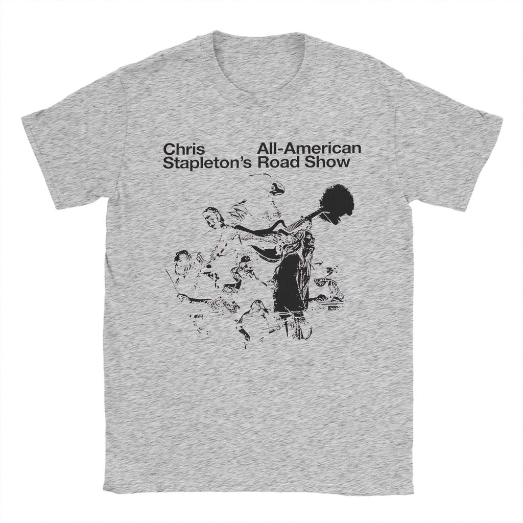 Novedad Camiseta del Tour AllAmerican Road Show de Chris Stapleton Para Unisex Camisetas 100% Algodón Tops de Manga Corta
