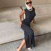 European and American Fashion Women's Clothing Sleeveless Vest Slim and Thin Fashion Polka Dot Dress Elegant Hip-wrapped Long Dress