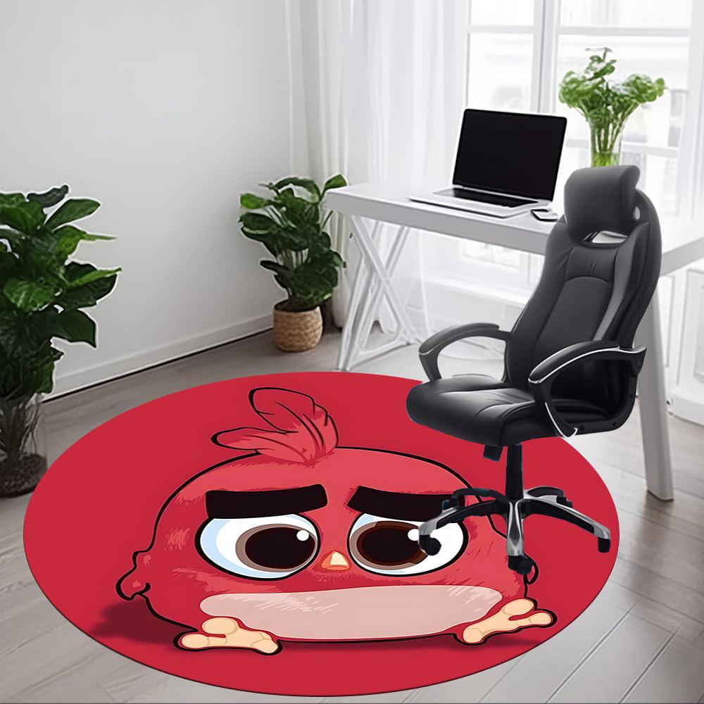 1pc Angry Bird Office Round Area Rug, Under Office Chairs Bedroom Living Room Home Decor, Room Decoa1016152