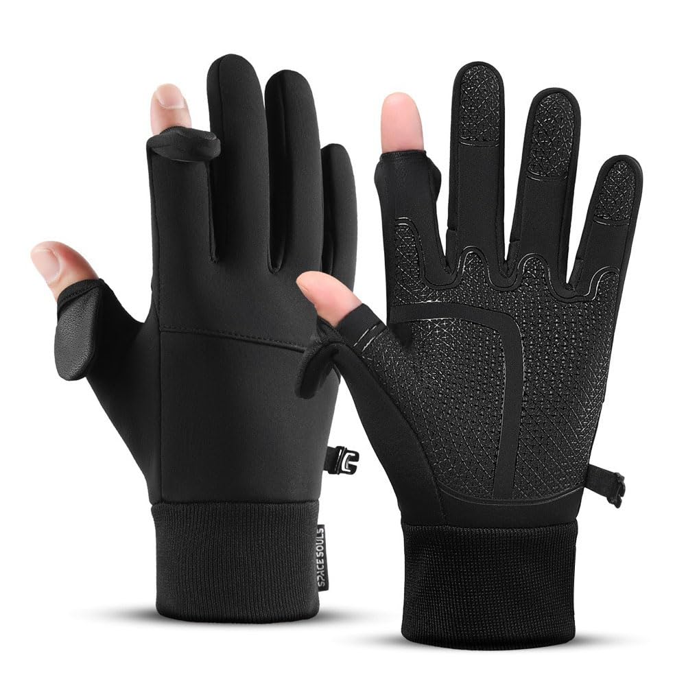 Samcos Cold Weather Gloves Outdoor 3 Sizes 2-finger Design Anti-slip Protection Bicycle Fishing Climbing Smartphone Compatible Commuting Work Winter