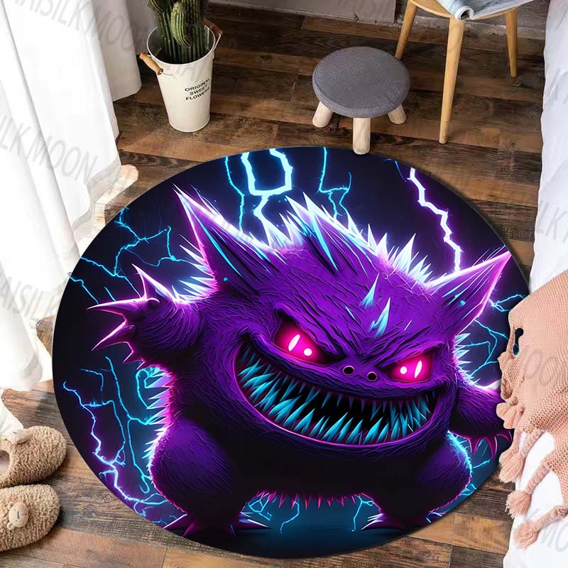 1PC Pokemon G-Gengar Printed Round Rug for Bedroom Living Room Carpet Doormat Sofa Table Home Decor Area Rug Floor Mat