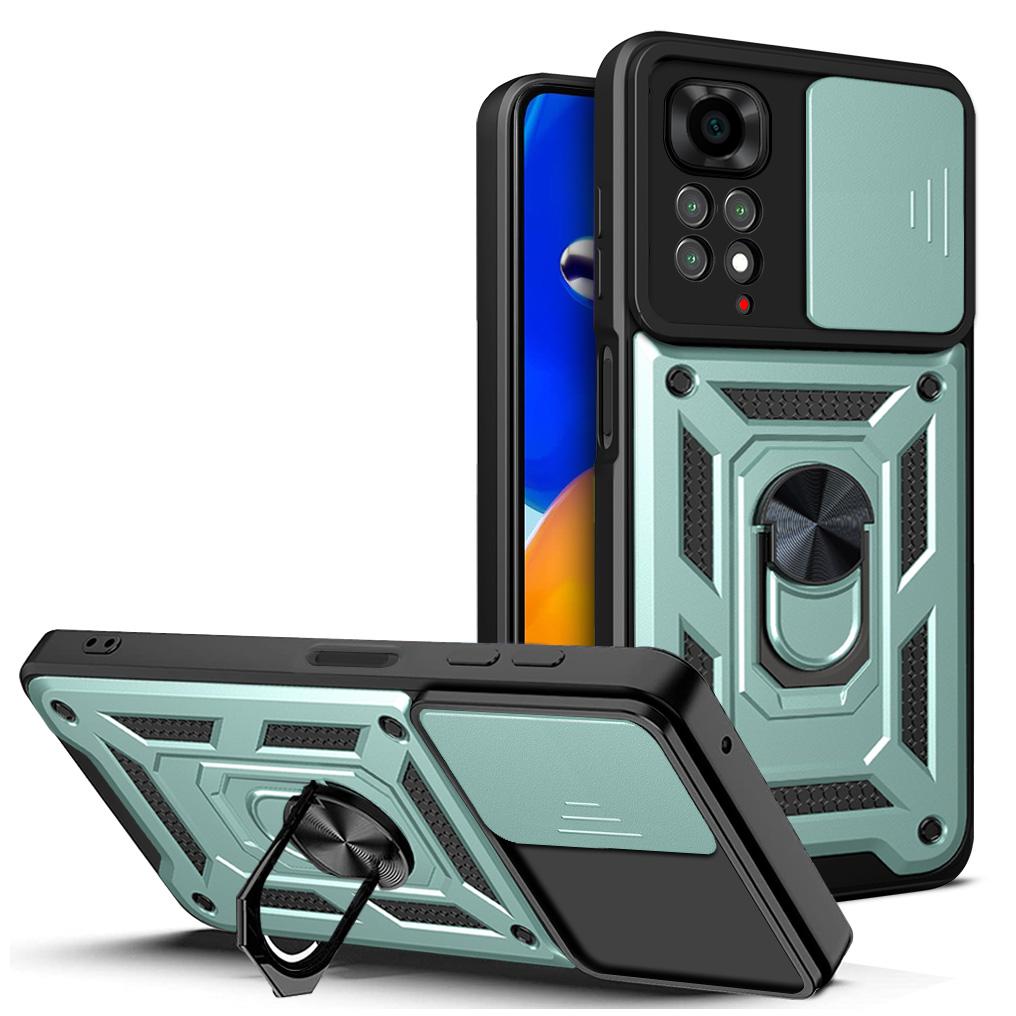 For Xiaomi Redmi Note 11S Case Armor Shockproof Ring Holder Slide Window Lens Protection Phone Cover For Redmi Note 11 Pro Cases
