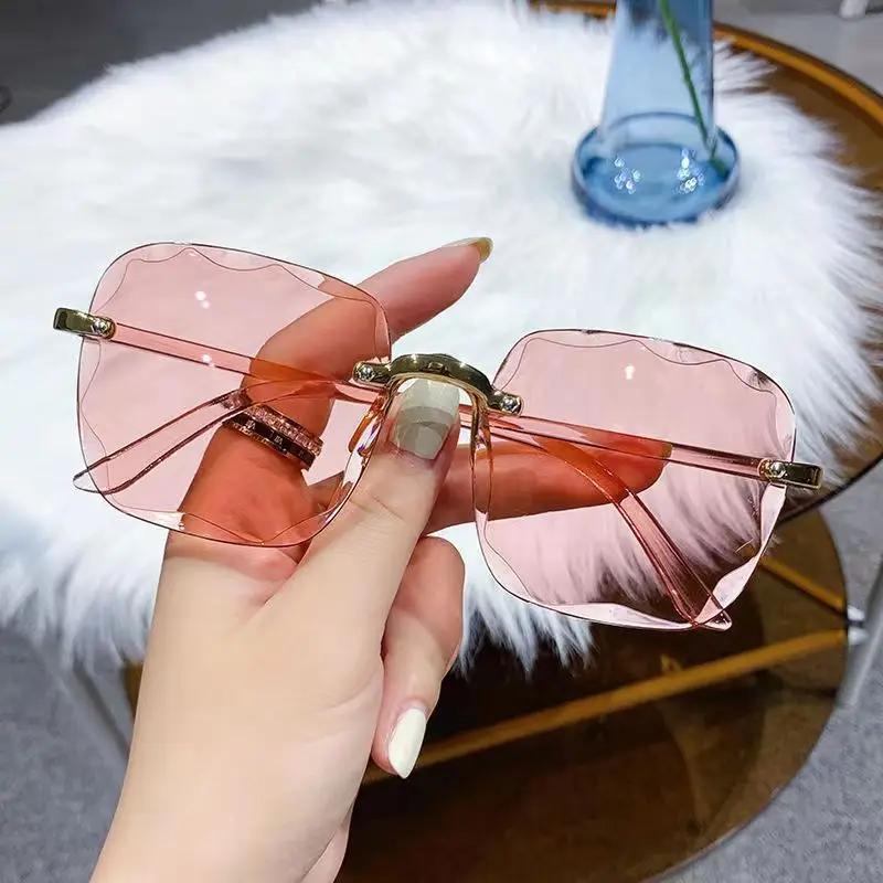 Frameless Square Women's Sunglasses Fashion Gradient Lens Sunglasses Sunshade Mirrors Women's Retro Sunglasses