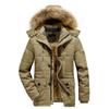 Autumn and Winter Clothes Medium and Long Cotton-padded Clothes Men's Velvet Thickened Large Size Middle-aged and Elderly Warm Cotton-padded
