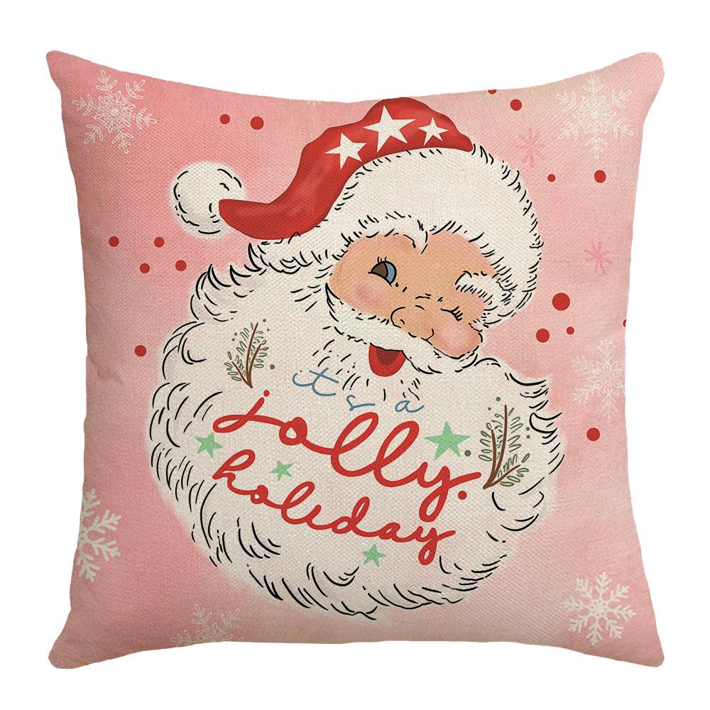 Autumn Letter Santa Claus Pillow Cover Linen Printed Pillow Cushion Cover Home Cushion Cover
