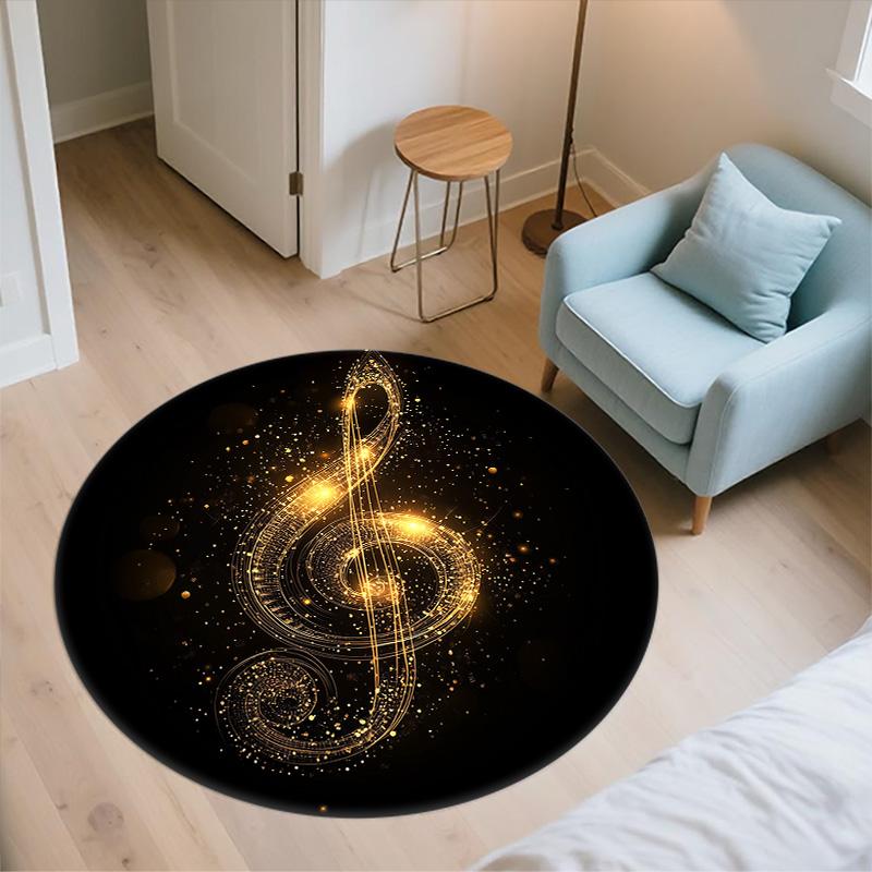 Musical Notes,Round Area Rug,Carpet Rug for Living Room Bedroom Sofa Playroom Decor,Non-slip Floor Mat