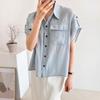 New Arrivals Open Run Loose Fit Boxy Women Shirt Short Sleeve Stitch